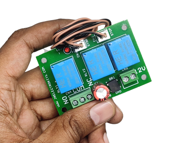 self latching, holding contact relay board, push to on, push to off relay, 12vdc